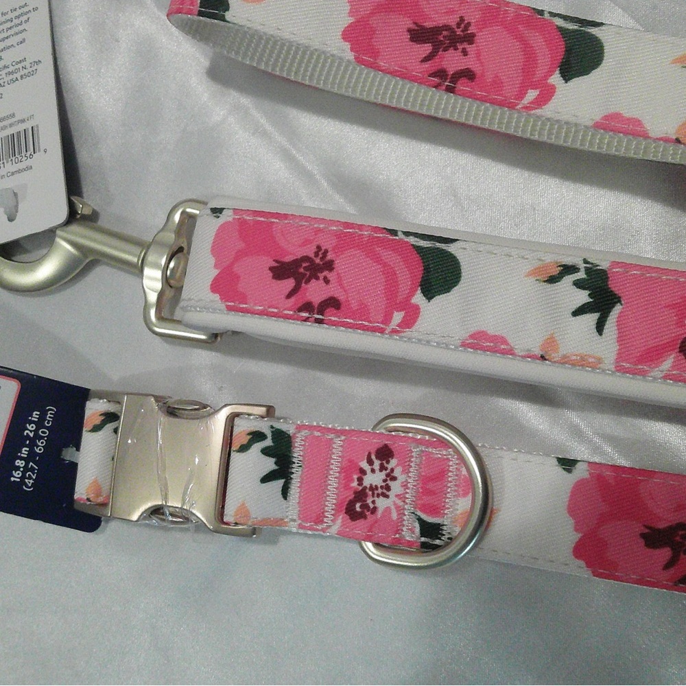Top Paw White/Pink Floral Collar & Leash Set (L) - Picture 2 of 6